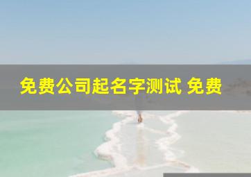 免费公司起名字测试 免费